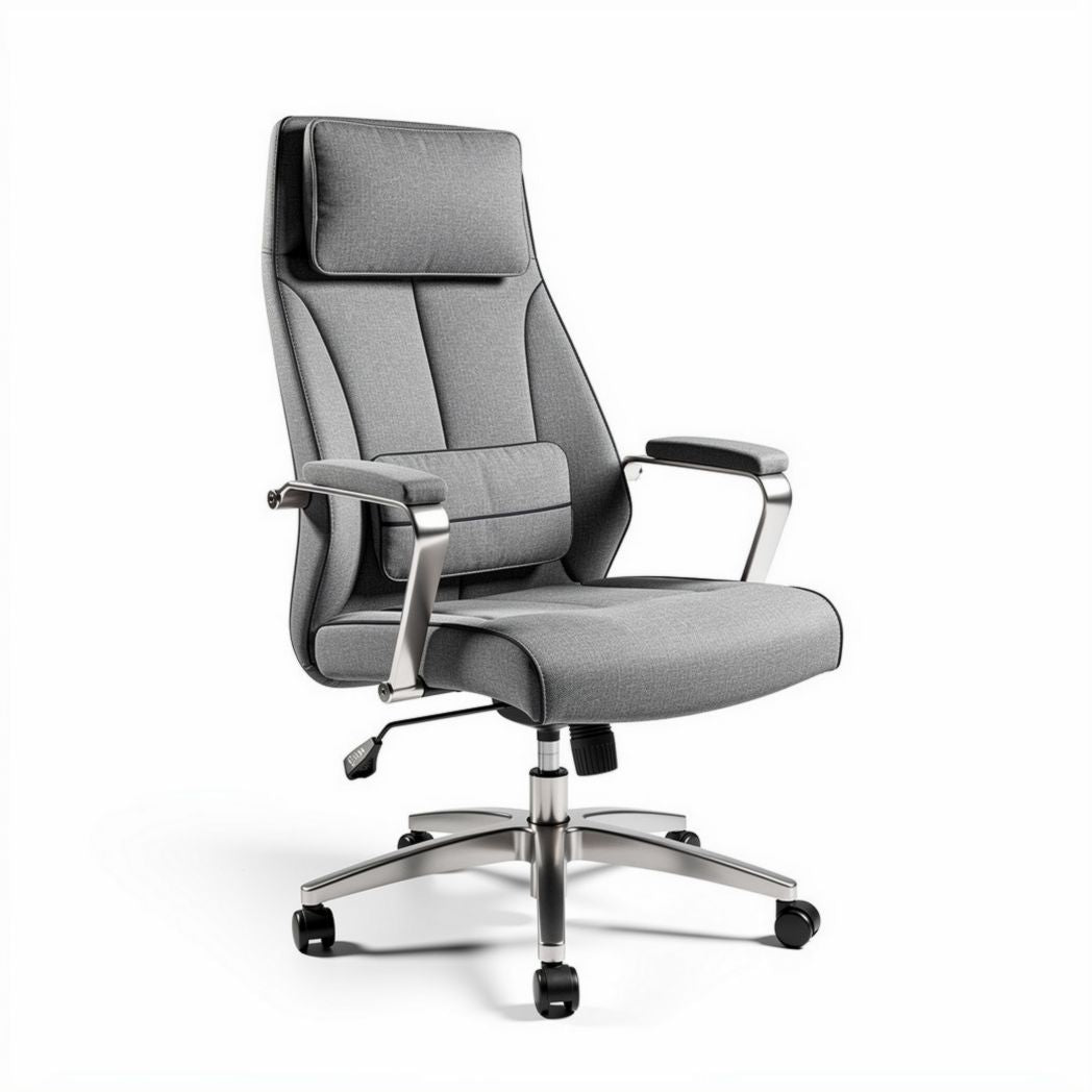 Ergonomische bureaustoel met stoffen bekleding verstelbare armleuningen en metalen voet 60 x 70 x 120cm