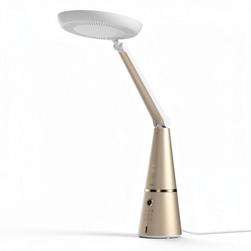 Moderne bureaulamp met verstelbare arm en energiebesparende led verlichting goudkleurig 50 x 25 x 15cm