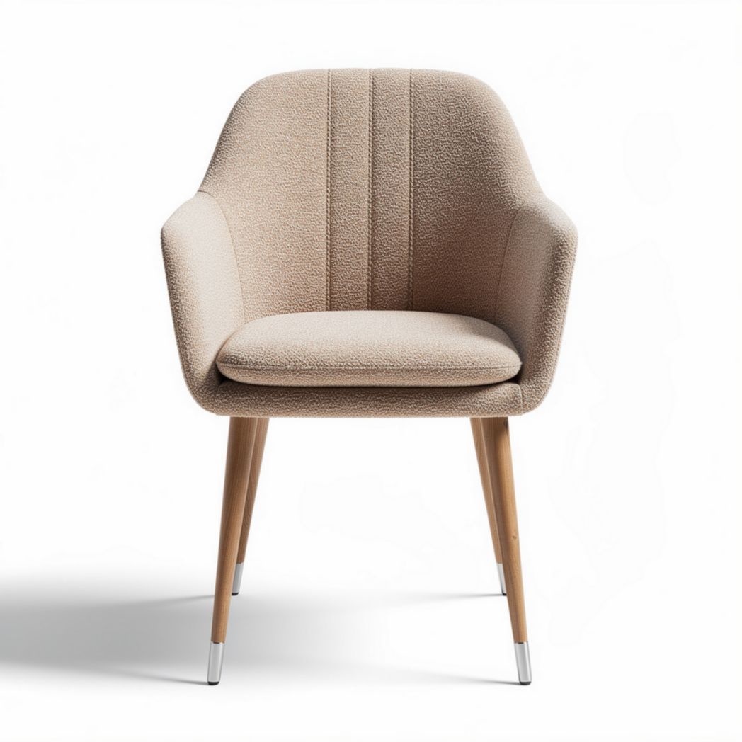 Gestoffeerde stoel met houten poten in taupe 55 x 60 x 80cm