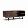 Tv-meubel van hout met open planken en lades 140 x 40 x 50cm bruin