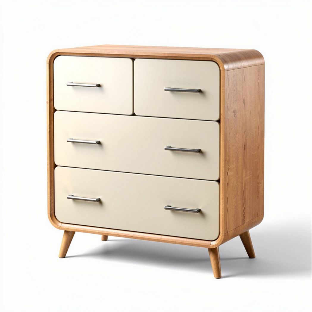 Bamboe kast met 4 lades en afmetingen van 80 x 40 x 90cm beige en bruin