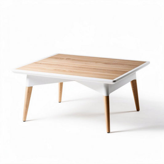 Salontafel van hout met wit kunststof blad 120 x 80 x 45cm