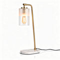 Bureau lamp met glazen kap en metalen voet hoogte 50 cm zwart