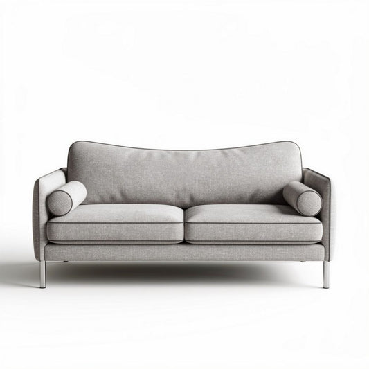 Lichtgrijze bank met ronde kussens afmetingen 180 x 80 x 75cm