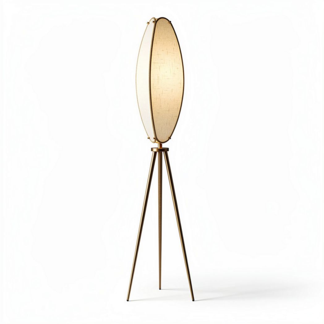 Vloerlamp met stoffen kap in beige en metalen onderstel 25 x 25 x 150cm