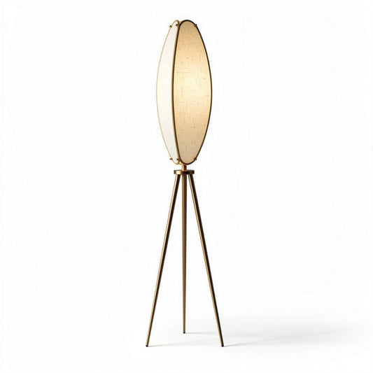Vloerlamp met stoffen kap in beige en metalen onderstel 25 x 25 x 150cm