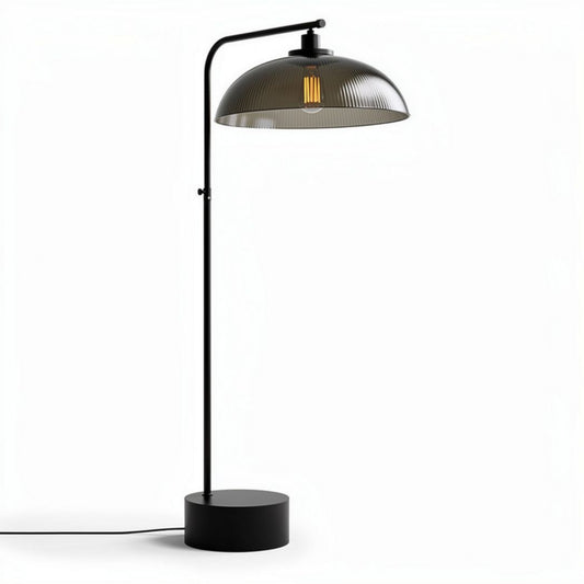 Vloerlamp met zwarte metalen voet en glazen kap 30 x 30 x 150cm