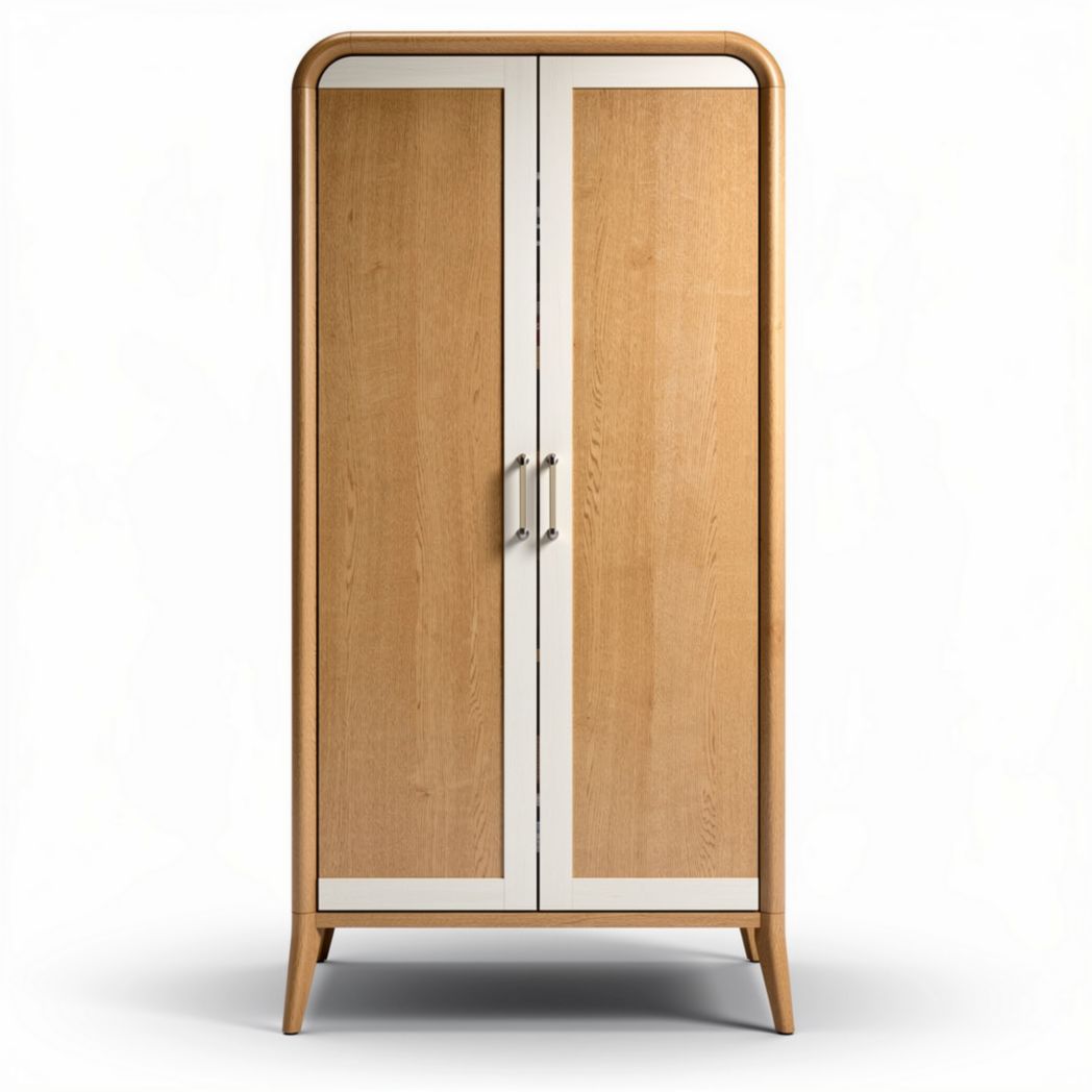 Houten kast met dubbele deuren in naturel eiken afwerking 80 x 40 x 180cm