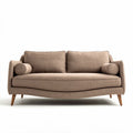 Tweed meubelbank met ronde kussens en houten poten 180 x 80 x 85cm