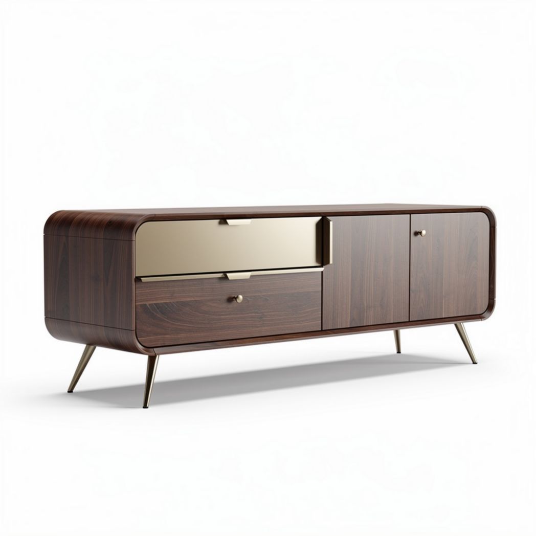 Bureau met verlichting van zwart metaal en geborsteld eikenhout 200 x 40 x 75cm