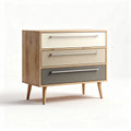 Ladenkast van hout met drie lades in beige en grijs 80 x 40 x 75cm